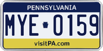 PA license plate MYE0159