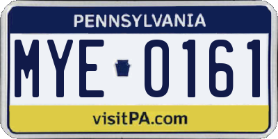 PA license plate MYE0161