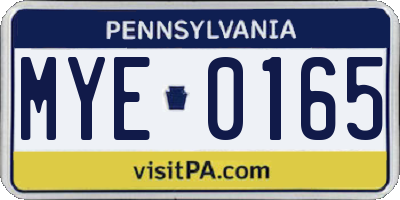 PA license plate MYE0165
