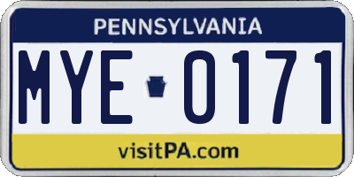 PA license plate MYE0171