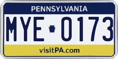 PA license plate MYE0173