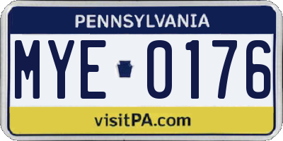 PA license plate MYE0176