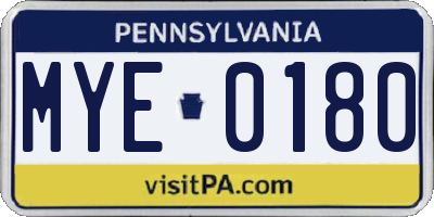 PA license plate MYE0180