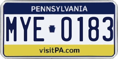 PA license plate MYE0183