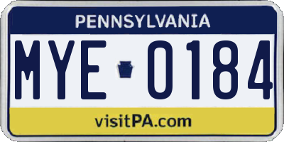 PA license plate MYE0184