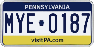 PA license plate MYE0187