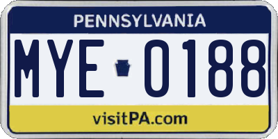 PA license plate MYE0188