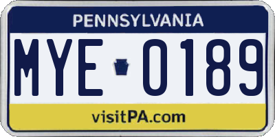 PA license plate MYE0189