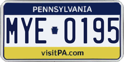 PA license plate MYE0195