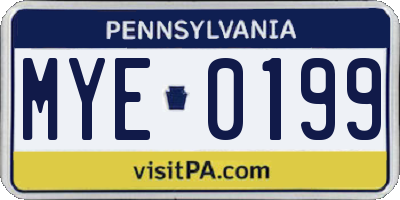 PA license plate MYE0199