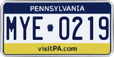 PA license plate MYE0219