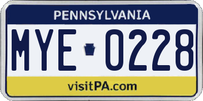 PA license plate MYE0228