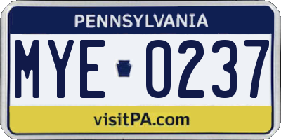 PA license plate MYE0237