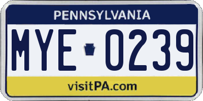 PA license plate MYE0239