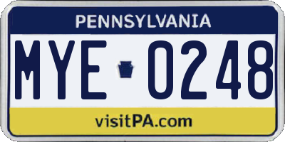 PA license plate MYE0248