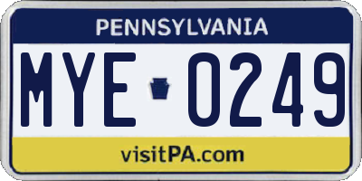 PA license plate MYE0249