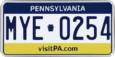 PA license plate MYE0254