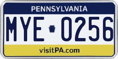 PA license plate MYE0256