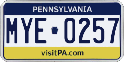 PA license plate MYE0257
