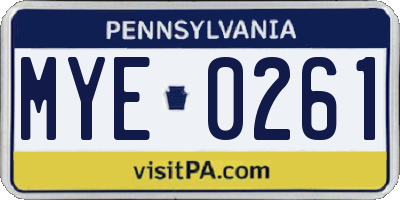 PA license plate MYE0261