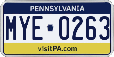 PA license plate MYE0263