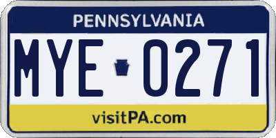 PA license plate MYE0271