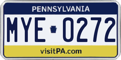 PA license plate MYE0272
