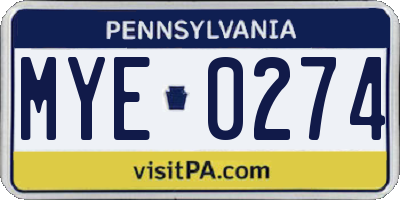 PA license plate MYE0274