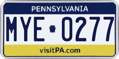PA license plate MYE0277