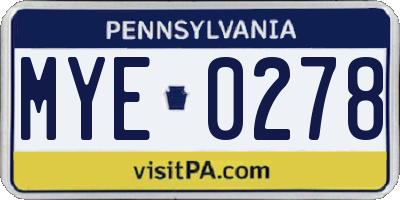 PA license plate MYE0278