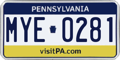 PA license plate MYE0281