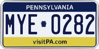 PA license plate MYE0282
