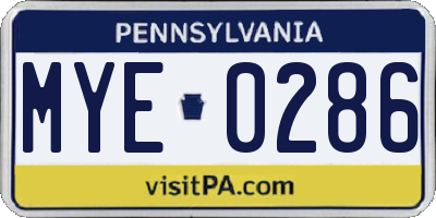 PA license plate MYE0286