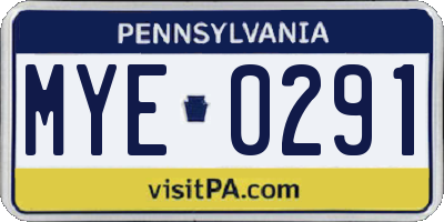 PA license plate MYE0291