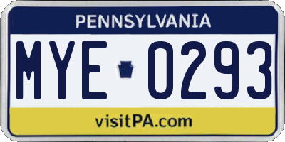 PA license plate MYE0293