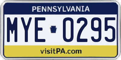 PA license plate MYE0295