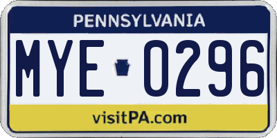 PA license plate MYE0296
