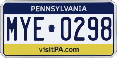 PA license plate MYE0298