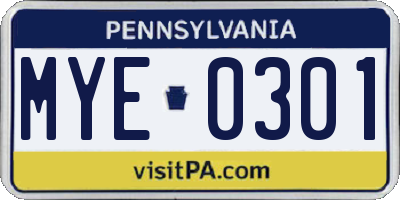 PA license plate MYE0301