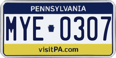 PA license plate MYE0307