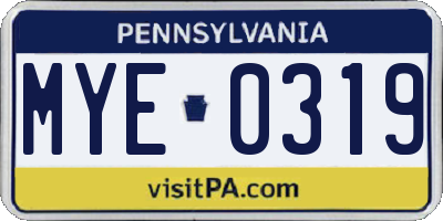 PA license plate MYE0319