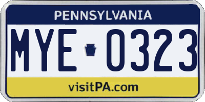 PA license plate MYE0323