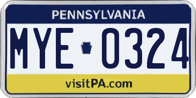 PA license plate MYE0324