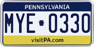 PA license plate MYE0330