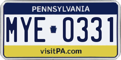 PA license plate MYE0331
