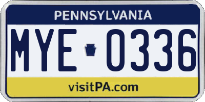 PA license plate MYE0336