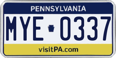 PA license plate MYE0337
