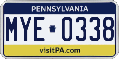 PA license plate MYE0338