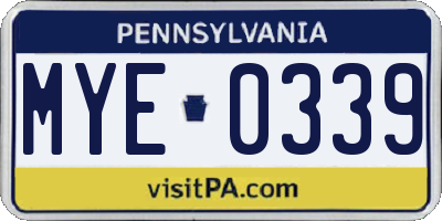 PA license plate MYE0339