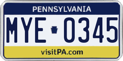 PA license plate MYE0345